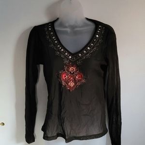 New York & Company Long-sleeve Sheer Top